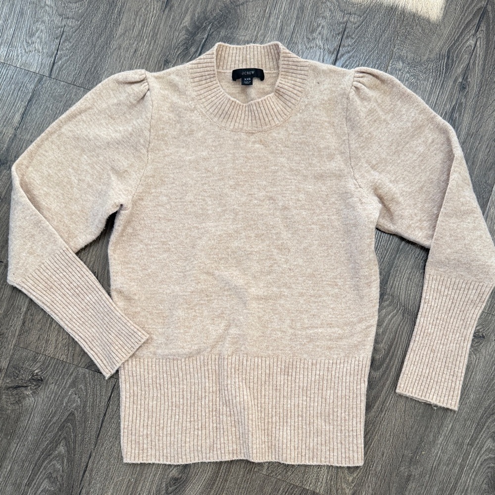 J. Crew Light Tan Knit puff Sleeve